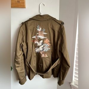 Lucky Brand embroidered green jacket